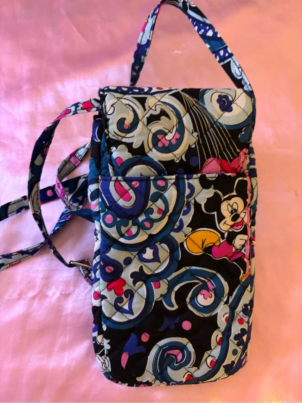 Vera Bradley Navy Blue Mickey Mouse Quilted Crossbody Phone Bag